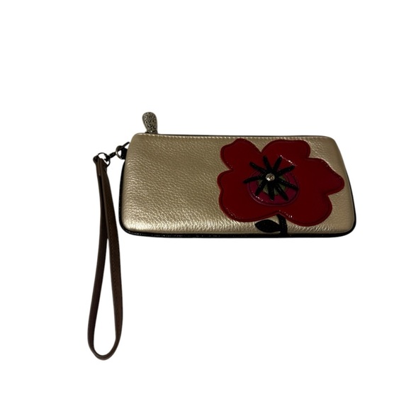 Brighton Gold Wristlet with Red Floral Accent - Picture 8 of 12